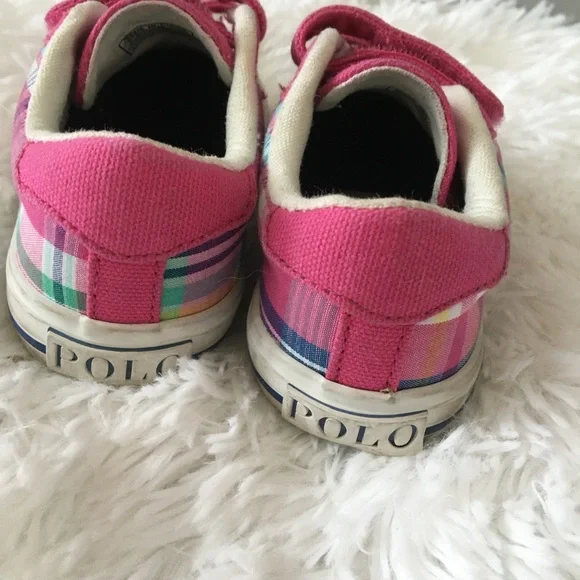 Girls Ralph Lauren Polo rubber role plaid pink shoes size 7 - Picture 5 of 8